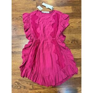 IRO Women's Lace Ruffle Zestful Mini Dress Pink Size 34 NWT Designer Fashion